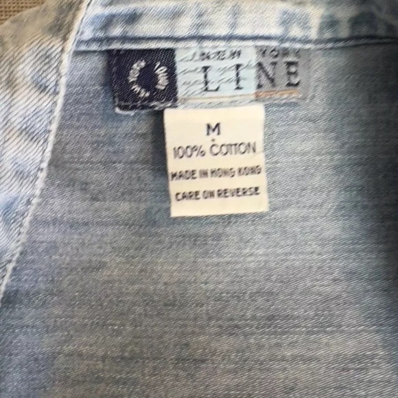 Southwestern Pintuck Cotton Chambray Denim Mandarin Collar Button Shirt Top M - Picture 5 of 5